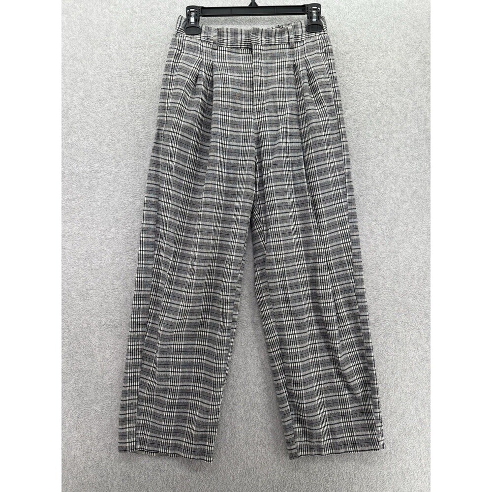 Urban Outfitters Women’s Pants Gray Plaid Pants Size Small Pleated Cotton Blend